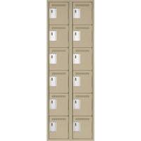 Clean Line Lockerette, 6 -tier, Bank of 2, 24" x 18" x 72", Steel, Beige, Rivet (Assembled) OSI Industrial Sales