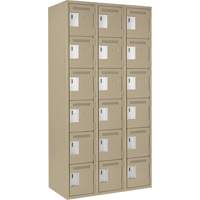 Clean Line Lockerette, 6 -tier, Bank of 3, 36" x 18" x 72", Steel, Beige, Rivet (Assembled) OSI Industrial Sales