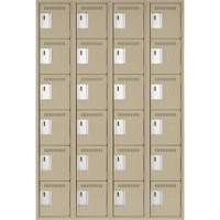 Clean Line Lockerette, 6 -tier, Bank of 4, 48" x 18" x 72", Steel, Beige, Rivet (Assembled) OSI Industrial Sales