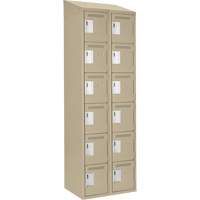 Clean Line Lockerette, 6 -tier, Bank of 2, 24" x 18" x 78", Steel, Beige, Rivet (Assembled) OSI Industrial Sales