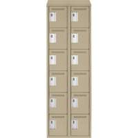 Clean Line Lockerette, 6 -tier, Bank of 2, 24" x 18" x 78", Steel, Beige, Rivet (Assembled) OSI Industrial Sales