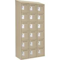 Clean Line Lockerette, 6 -tier, Bank of 3, 36" x 18" x 78", Steel, Beige, Rivet (Assembled) OSI Industrial Sales