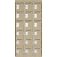 Clean Line Lockerette, 6 -tier, Bank of 3, 36" x 18" x 78", Steel, Beige, Rivet (Assembled) OSI Industrial Sales