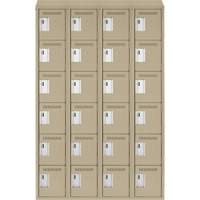 Clean Line Lockerette, 6 -tier, Bank of 4, 48" x 18" x 78", Steel, Beige, Rivet (Assembled) OSI Industrial Sales