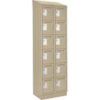 Clean Line Lockerette , 6 -tier, Bank of 2, 24" x 18" x 82", Steel, Beige, Rivet (Assembled) OSI Industrial Sales