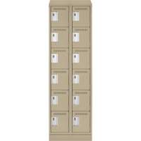 Clean Line Lockerette , 6 -tier, Bank of 2, 24" x 18" x 82", Steel, Beige, Rivet (Assembled) OSI Industrial Sales