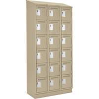 Clean Line Lockerette , 6 -tier, Bank of 3, 36" x 18" x 82", Steel, Beige, Rivet (Assembled) OSI Industrial Sales