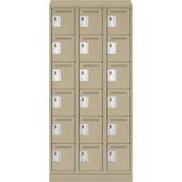 Clean Line Lockerette , 6 -tier, Bank of 3, 36" x 18" x 82", Steel, Beige, Rivet (Assembled) OSI Industrial Sales