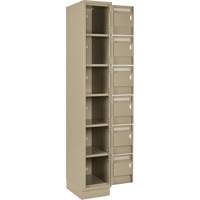 Clean Line Lockerette, 6 -tier, Bank of 4, 48" x 18" x 76", Steel, Beige, Rivet (Assembled) OSI Industrial Sales