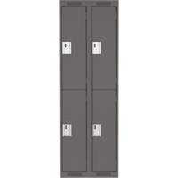 Clean Line Lockers, 2 -tier, Bank of 2, 24" x 18" x 72", Steel, Charcoal, Rivet (Assembled) OSI Industrial Sales