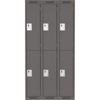 Clean Line Lockers, 2 -tier, Bank of 3, 36" x 18" x 72", Steel, Charcoal, Rivet (Assembled) OSI Industrial Sales