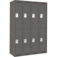 Clean Line Lockers, 2 -tier, Bank of 4, 48" x 18" x 72", Steel, Charcoal, Rivet (Assembled) OSI Industrial Sales