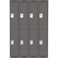 Clean Line Lockers, 2 -tier, Bank of 4, 48" x 18" x 72", Steel, Charcoal, Rivet (Assembled) OSI Industrial Sales