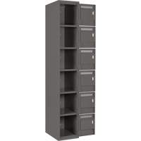 Clean Line Lockerette, 6 -tier, Bank of 4, 48" x 18" x 72", Steel, Charcoal, Rivet (Assembled) OSI Industrial Sales
