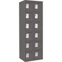Clean Line Lockerette, 6 -tier, Bank of 2, 24" x 18" x 72", Steel, Charcoal, Rivet (Assembled) OSI Industrial Sales