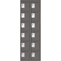 Clean Line Lockerette, 6 -tier, Bank of 2, 24" x 18" x 72", Steel, Charcoal, Rivet (Assembled) OSI Industrial Sales