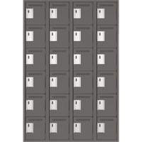 Clean Line Lockerette, 6 -tier, Bank of 4, 48" x 18" x 72", Steel, Charcoal, Rivet (Assembled) OSI Industrial Sales