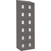 Clean Line Lockerette, 6 -tier, Bank of 2, 24" x 18" x 78", Steel, Charcoal, Rivet (Assembled) OSI Industrial Sales