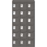 Clean Line Lockerette, 6 -tier, Bank of 3, 36" x 18" x 78", Steel, Charcoal, Rivet (Assembled) OSI Industrial Sales