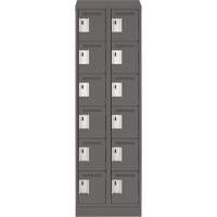 Clean Line Lockerette, 6 -tier, Bank of 2, 24" x 18" x 82", Steel, Charcoal, Rivet (Assembled) OSI Industrial Sales