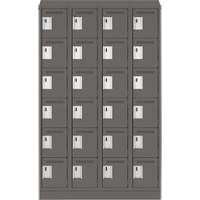Clean Line Lockerette, 6 -tier, Bank of 4, 48" x 18" x 82", Steel, Charcoal, Rivet (Assembled) OSI Industrial Sales