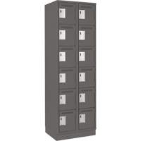 Clean Line Lockerette, 6 -tier, Bank of 2, 24" x 18" x 76", Steel, Charcoal, Rivet (Assembled) OSI Industrial Sales