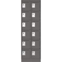 Clean Line Lockerette, 6 -tier, Bank of 2, 24" x 18" x 76", Steel, Charcoal, Rivet (Assembled) OSI Industrial Sales