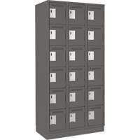 Clean Line Lockerette, 6 -tier, Bank of 3, 36" x 18" x 76", Steel, Charcoal, Rivet (Assembled) OSI Industrial Sales