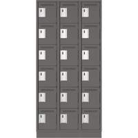 Clean Line Lockerette, 6 -tier, Bank of 3, 36" x 18" x 76", Steel, Charcoal, Rivet (Assembled) OSI Industrial Sales