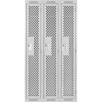 Clean Line Lockers, Bank of 3, 36" x 15" x 72", Steel, Grey, Rivet (Assembled), Perforated OSI Industrial Sales