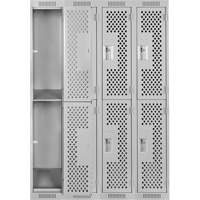 Casiers Clean Line, 2 niveaux, Bloc de 4, 48" x 15" x 72", Acier, Gris, Rivet (assembl&eacute;), Perfor&eacute; OSI Industrial Sales