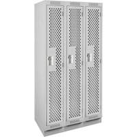 Clean Line Lockers, Bank of 3, 36" x 15" x 76", Steel, Grey, Rivet (Assembled), Perforated OSI Industrial Sales