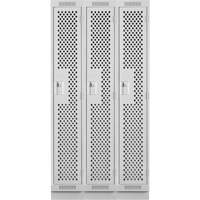 Clean Line Lockers, Bank of 3, 36" x 15" x 76", Steel, Grey, Rivet (Assembled), Perforated OSI Industrial Sales