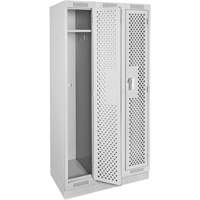Clean Line Lockers, Bank of 3, 36" x 15" x 76", Steel, Grey, Rivet (Assembled), Perforated OSI Industrial Sales