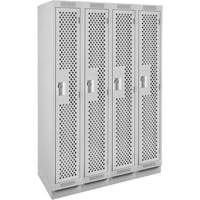 Clean Line Lockers, Bank of 4, 48" x 15" x 76", Steel, Grey, Rivet (Assembled), Perforated OSI Industrial Sales