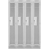 Clean Line Lockers, Bank of 4, 48" x 15" x 76", Steel, Grey, Rivet (Assembled), Perforated OSI Industrial Sales