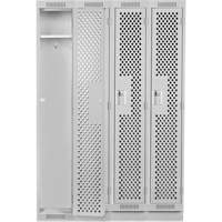 Clean Line Lockers, Bank of 4, 48" x 15" x 76", Steel, Grey, Rivet (Assembled), Perforated OSI Industrial Sales