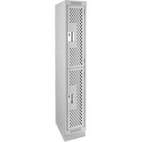 Clean Line Lockers, 2 -tier, 12" x 18" x 76", Steel, Grey, Rivet (Assembled), Perforated OSI Industrial Sales