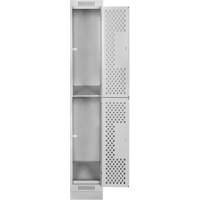 Clean Line Lockers, 2 -tier, 12" x 18" x 76", Steel, Grey, Rivet (Assembled), Perforated OSI Industrial Sales
