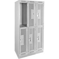 Clean Line Lockers, 2 -tier, Bank of 3, 36" x 18" x 76", Steel, Grey, Rivet (Assembled), Perforated OSI Industrial Sales
