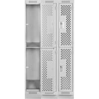 Clean Line Lockers, 2 -tier, Bank of 3, 36" x 18" x 76", Steel, Grey, Rivet (Assembled), Perforated OSI Industrial Sales