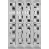 Clean Line Lockers, 2 -tier, Bank of 4, 48" x 18" x 76", Steel, Grey, Rivet (Assembled), Perforated OSI Industrial Sales