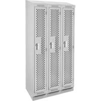 Clean Line Lockers, Bank of 3, 36" x 12" x 82", Steel, Grey, Rivet (Assembled), Perforated OSI Industrial Sales