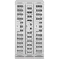 Clean Line Lockers, Bank of 3, 36" x 12" x 82", Steel, Grey, Rivet (Assembled), Perforated OSI Industrial Sales
