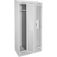 Clean Line Lockers, Bank of 3, 36" x 12" x 82", Steel, Grey, Rivet (Assembled), Perforated OSI Industrial Sales