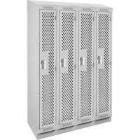 Clean Line Lockers, Bank of 4, 48" x 12" x 82", Steel, Grey, Rivet (Assembled), Perforated OSI Industrial Sales