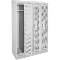 Clean Line Lockers, Bank of 4, 48" x 12" x 82", Steel, Grey, Rivet (Assembled), Perforated OSI Industrial Sales