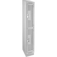 Clean Line Lockers, 2 -tier, 12" x 12" x 82", Steel, Grey, Rivet (Assembled), Perforated OSI Industrial Sales