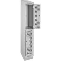 Clean Line Lockers, 2 -tier, 12" x 12" x 82", Steel, Grey, Rivet (Assembled), Perforated OSI Industrial Sales
