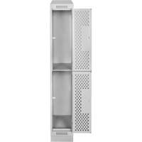 Clean Line Lockers, 2 -tier, 12" x 12" x 82", Steel, Grey, Rivet (Assembled), Perforated OSI Industrial Sales